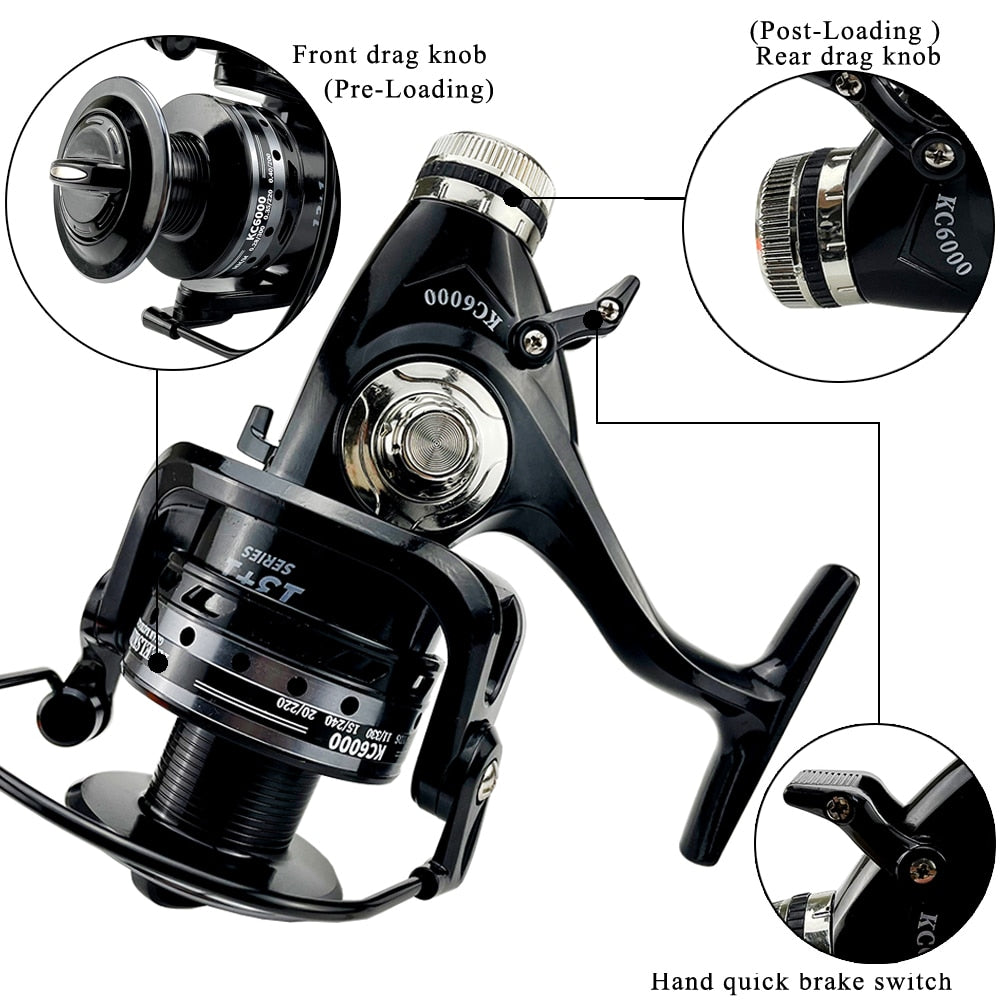 3000- 6000 Metal Spool Spinning Fishing Reel Saltewater Carp Fishing Reel Front and Rear Brake Speed Ratio 5.2:1