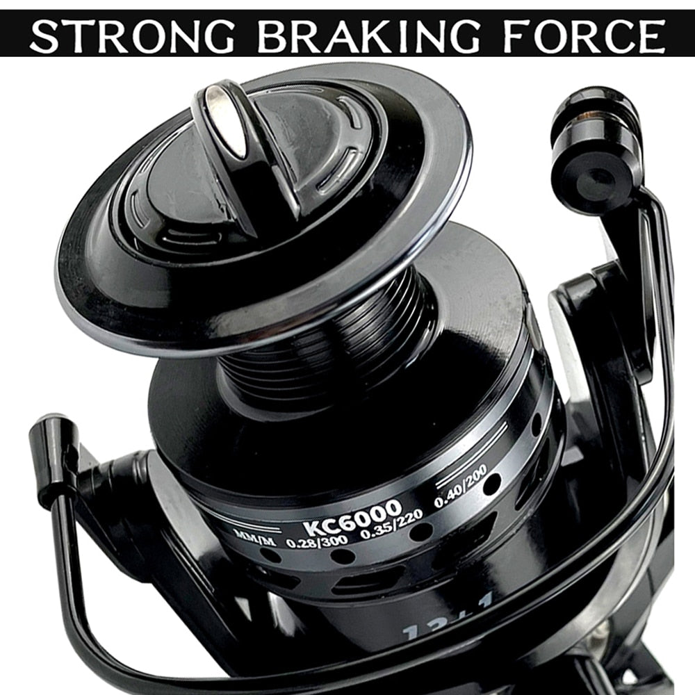 3000- 6000 Metal Spool Spinning Fishing Reel Saltewater Carp Fishing Reel Front and Rear Brake Speed Ratio 5.2:1