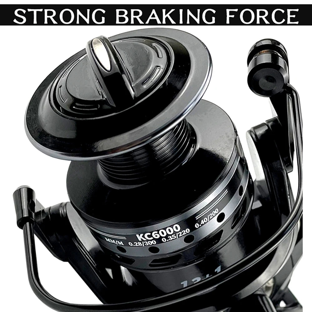 3000- 6000 Metal Spool Spinning Fishing Reel Saltewater Carp Fishing Reel Front and Rear Brake Speed Ratio 5.2:1