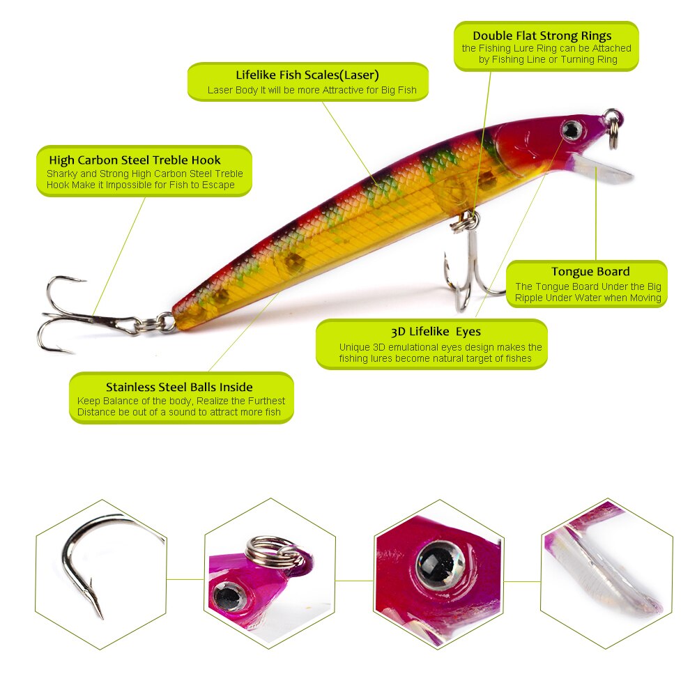 ACHETER 10pcs/set Isca Artificial Hard Bait | Leurre de pêche | AOMshop