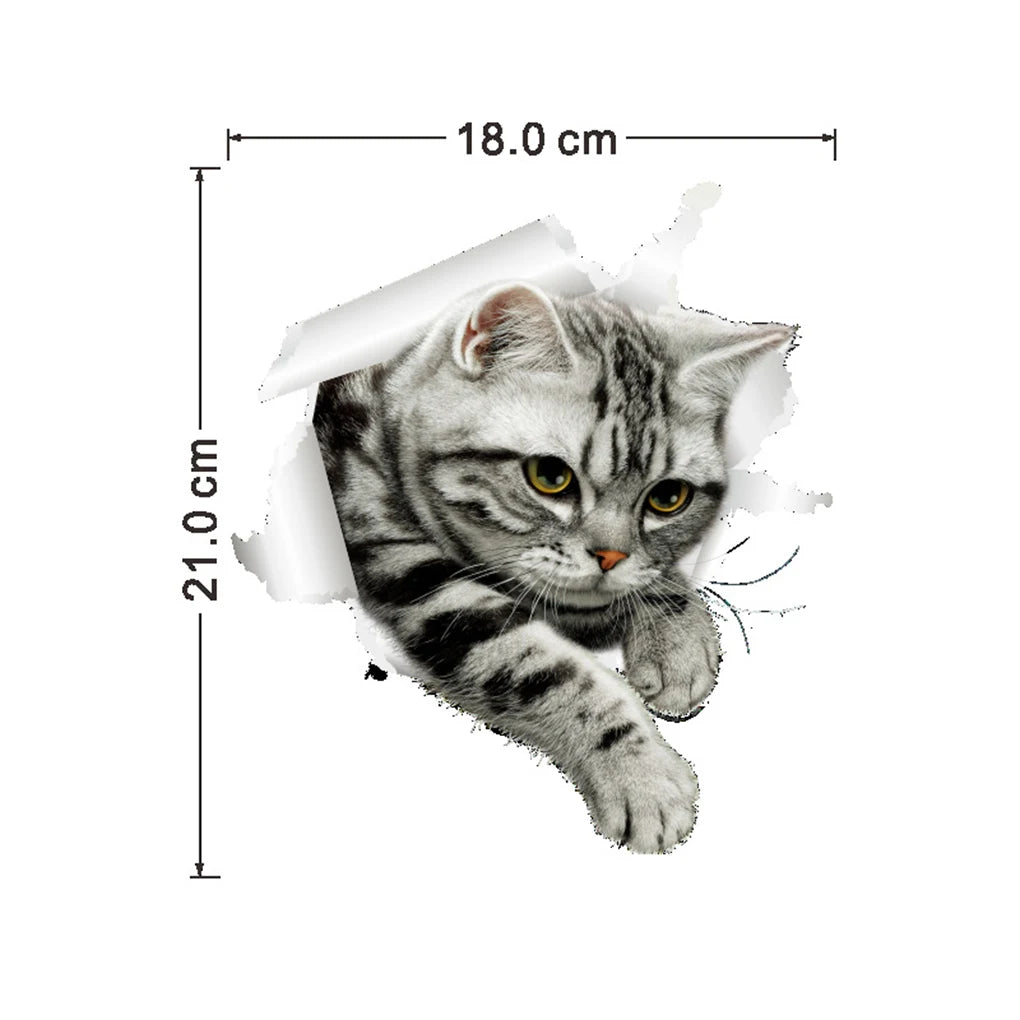 3D Lovely Pet Self-adhesive Wallpaper Children Living Room Bathroom Toilet Decals Mural Tattoo