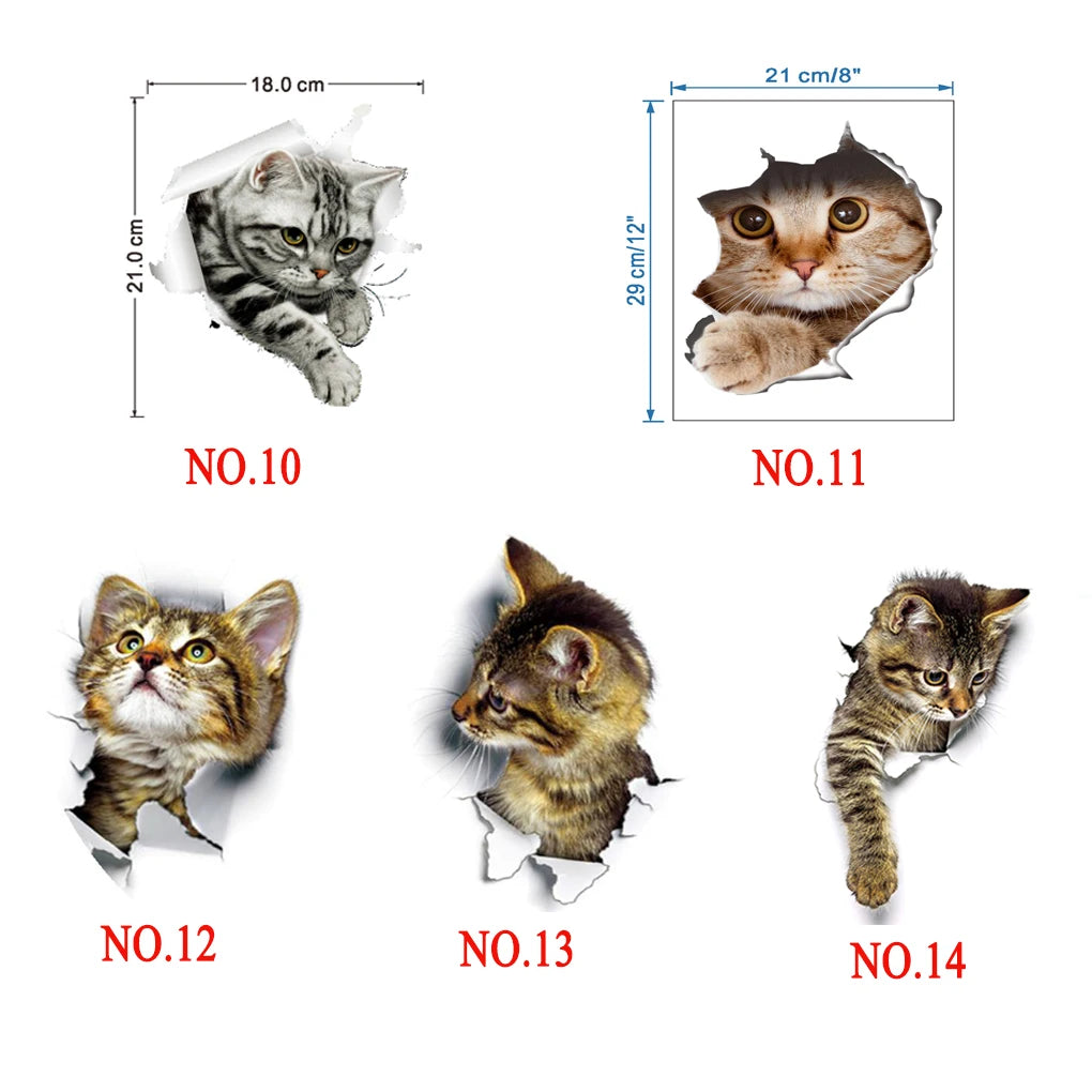 3D Lovely Pet Self-adhesive Wallpaper Children Living Room Bathroom Toilet Decals Mural Tattoo