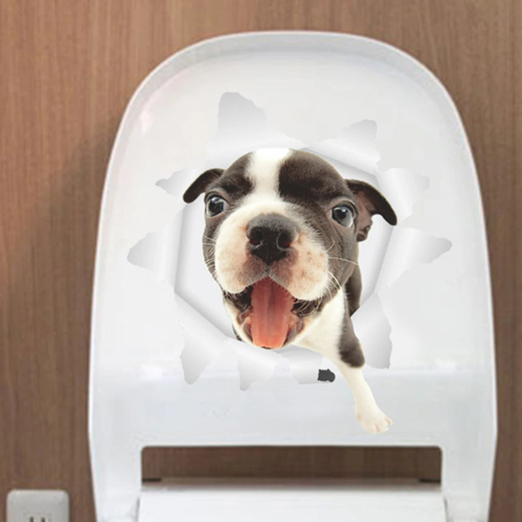 3D Lovely Pet Self-adhesive Wallpaper Children Living Room Bathroom Toilet Decals Mural Tattoo