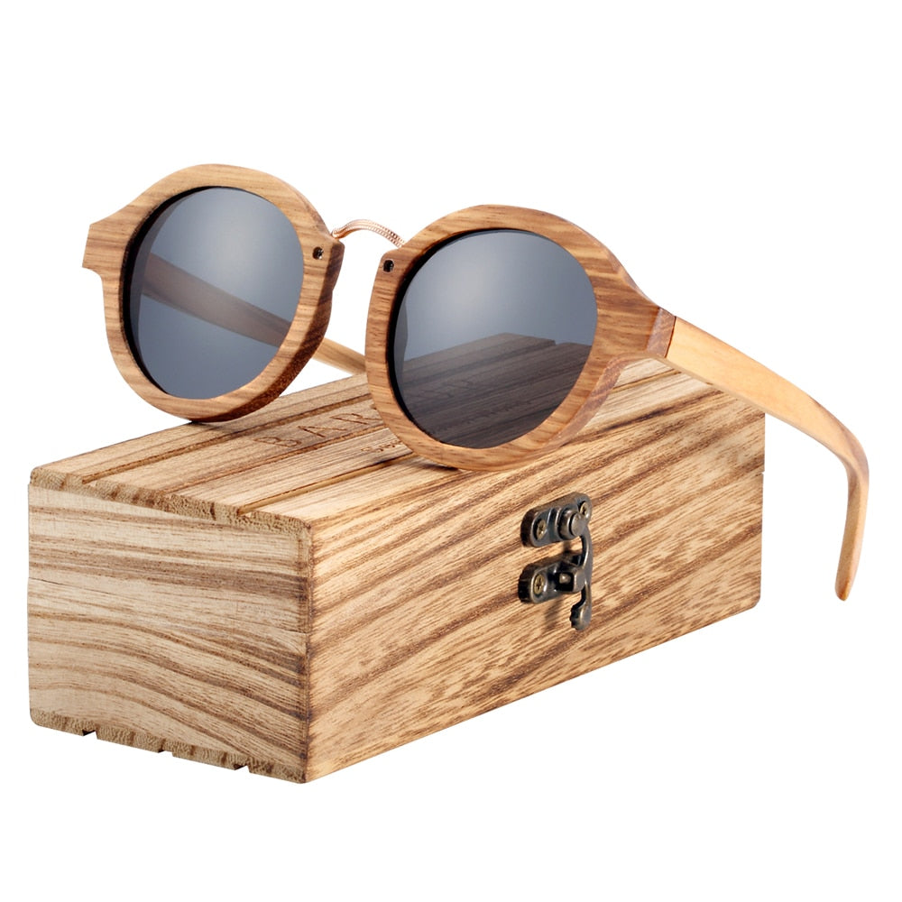 "BARCUR Polarized Sunglasses Wood - Lunettes de soleil rondes pour homme, Oculos de sol masculino - AOMshop"