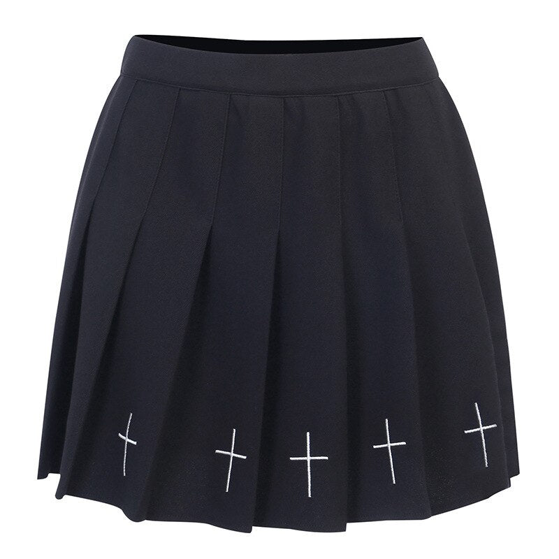 ACHETER Jupe Noire Style Coréen Punk A-line avec Poches | AOMshop