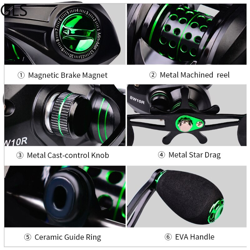 "AOMshop - Moulinet Baitcasting Léger 10KG Max Drag 7.2:1"