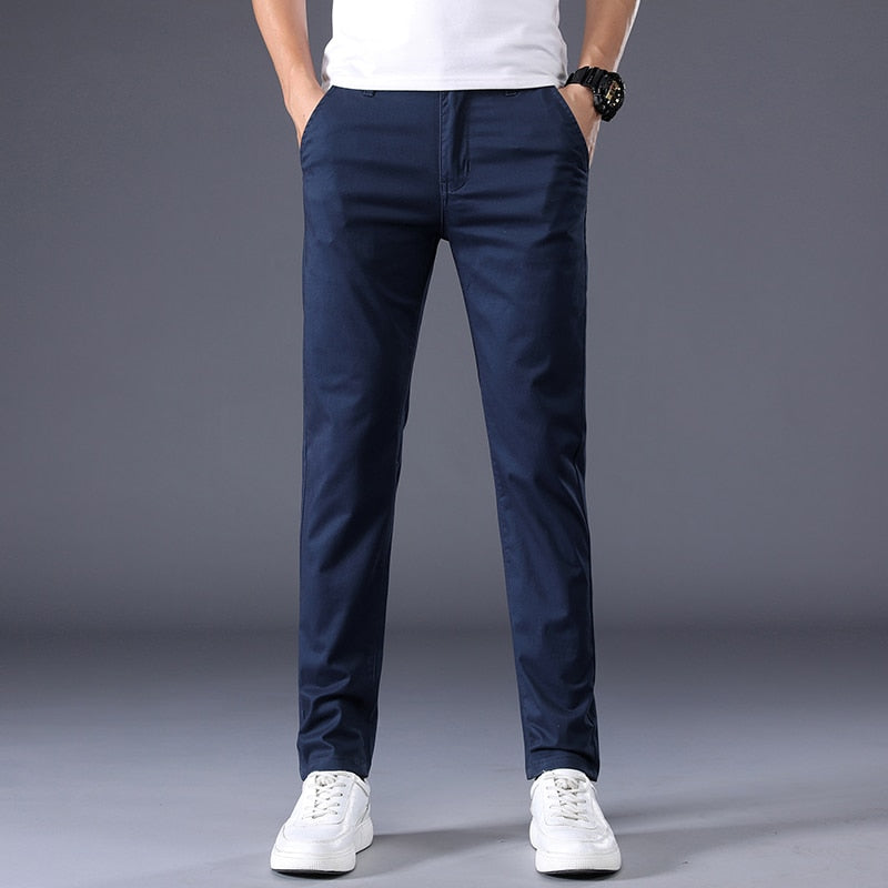 "Pantalons homme classiques en coton extensible - 7 couleurs - AOMshop" Dark blue