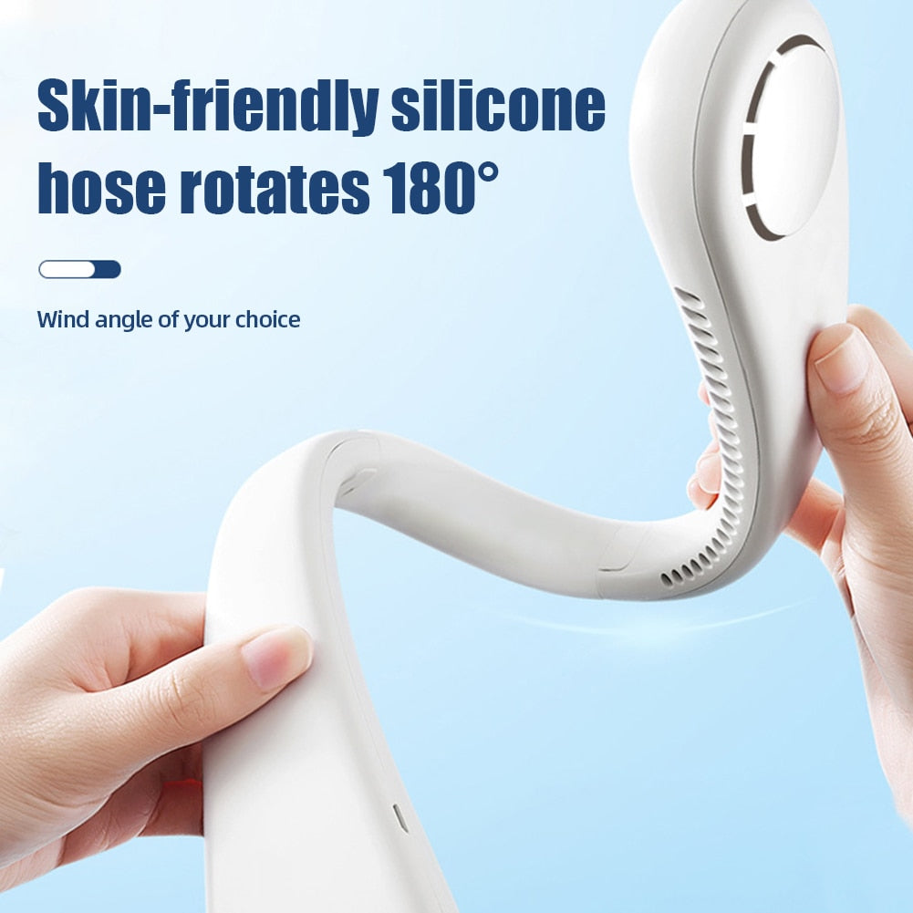 3 Speed Mute Neck Fan Bladeless Hanging Electric Fan USB Charging Portable Wearable Mini Air Conditioner Summer Outdoor Air Cool
