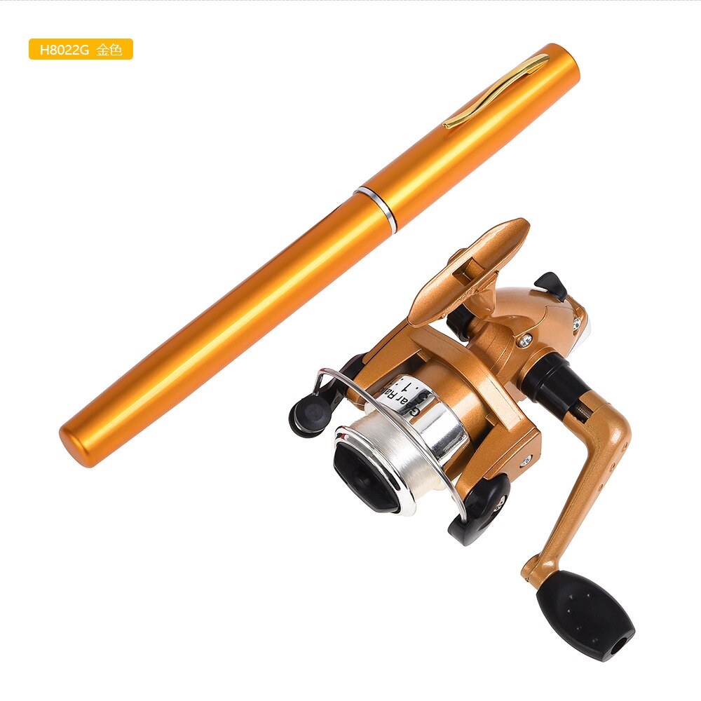 1set Pen Fishing Rod Spinning Wheel Fishing Wheel Portable Pocket Ice Fishing Rod Sea Rod Fishing Gear Telescopic Fishing Rod Gold