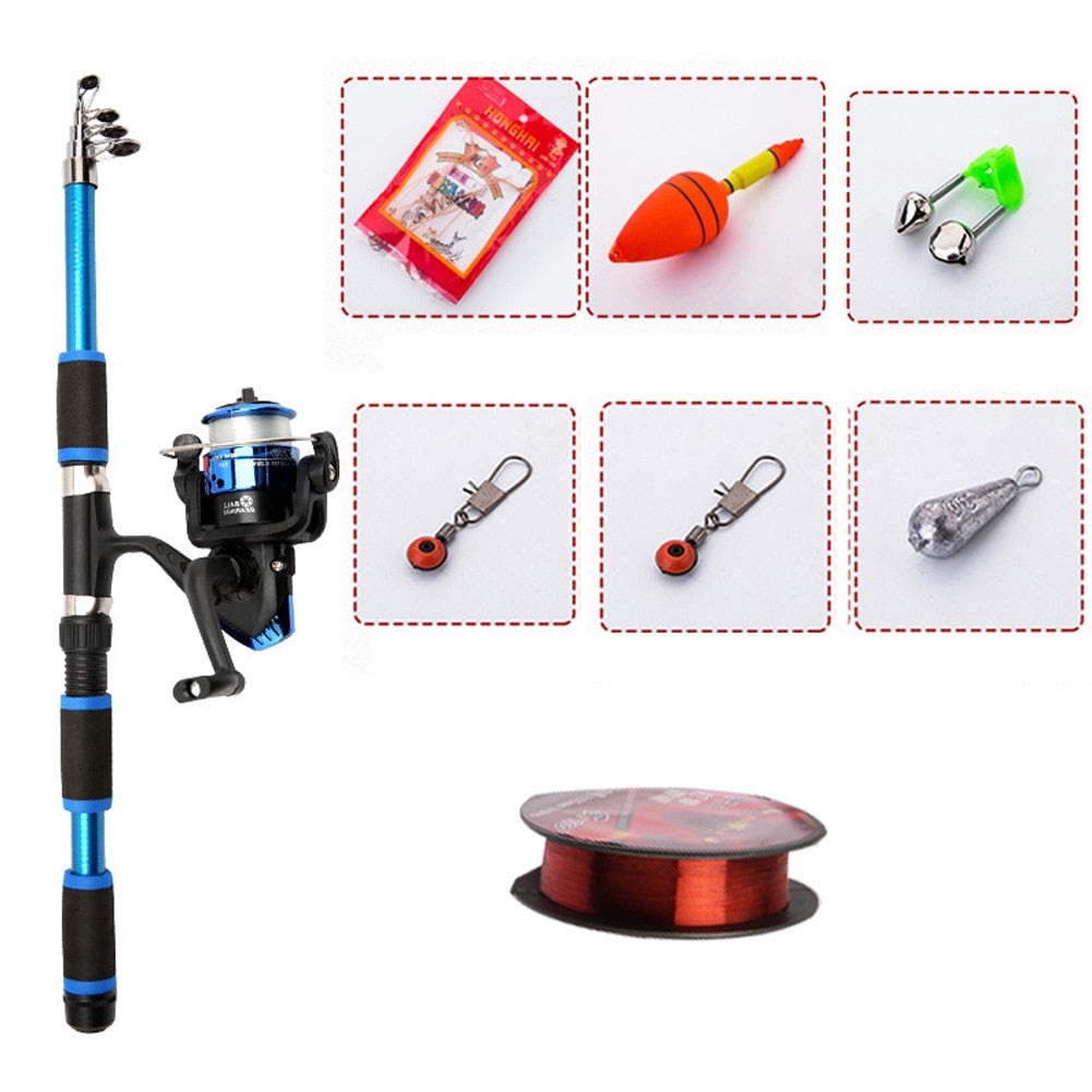 9pcs Sea Rod Set 1.8m/2.1m Long Range Throwing Pole With Space Beans Connectors Lines Fish Bells Sinkers Floats Blaster Hooks China