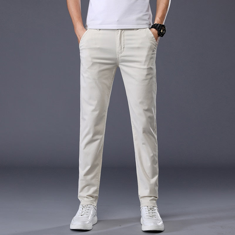 "Pantalons homme classiques en coton extensible - 7 couleurs - AOMshop" Beige
