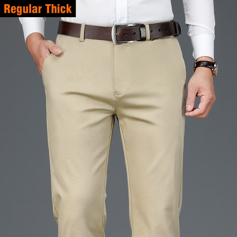 AOMshop - Pantalon en fibre de bambou pour homme 2022 Regular-Khaki