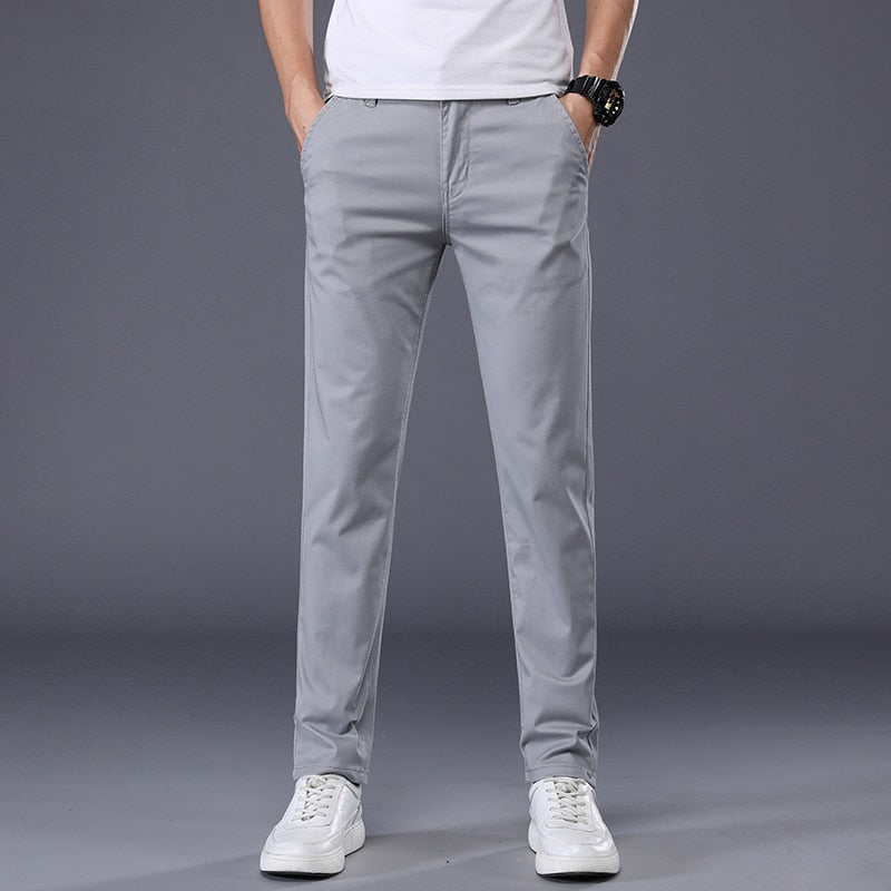 "Pantalons homme classiques en coton extensible - 7 couleurs - AOMshop" Gray