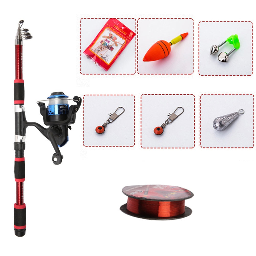 9pcs Sea Rod Set 1.8m/2.1m Long Range Throwing Pole With Space Beans Connectors Lines Fish Bells Sinkers Floats Blaster Hooks China
