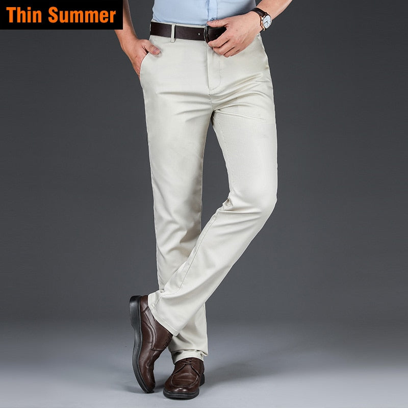 AOMshop - Pantalon en fibre de bambou pour homme 2022 Thin-Beige