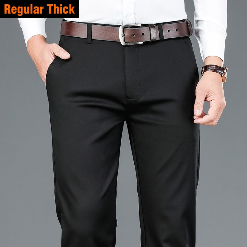 AOMshop - Pantalon en fibre de bambou pour homme 2022 Regular-Black