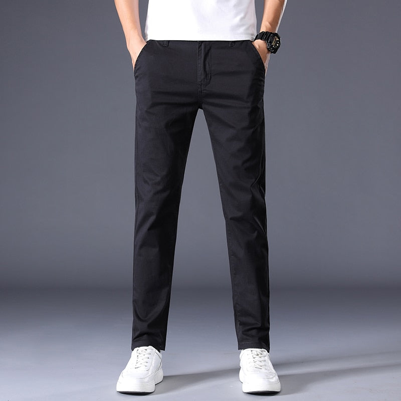 "Pantalons homme classiques en coton extensible - 7 couleurs - AOMshop" Black