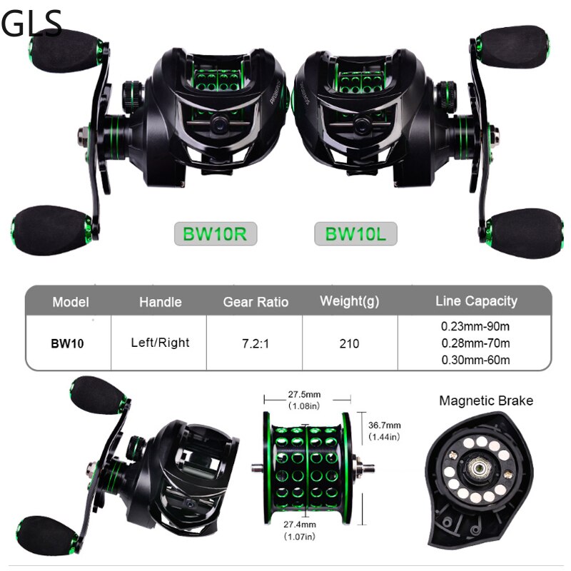 "AOMshop - Moulinet Baitcasting Léger 10KG Max Drag 7.2:1"