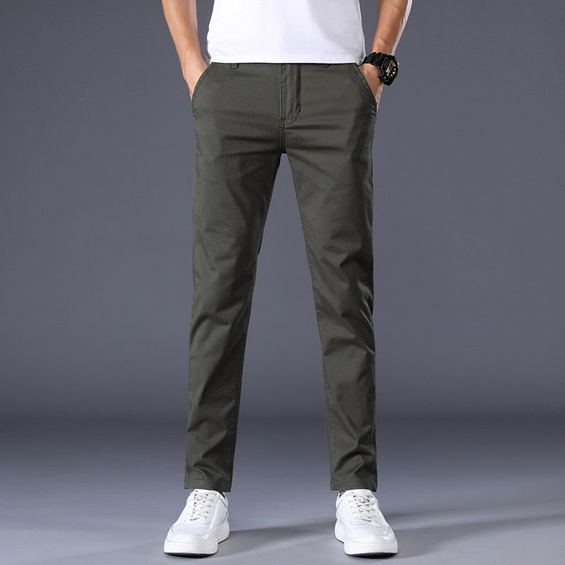 "Pantalons homme classiques en coton extensible - 7 couleurs - AOMshop" Army Green