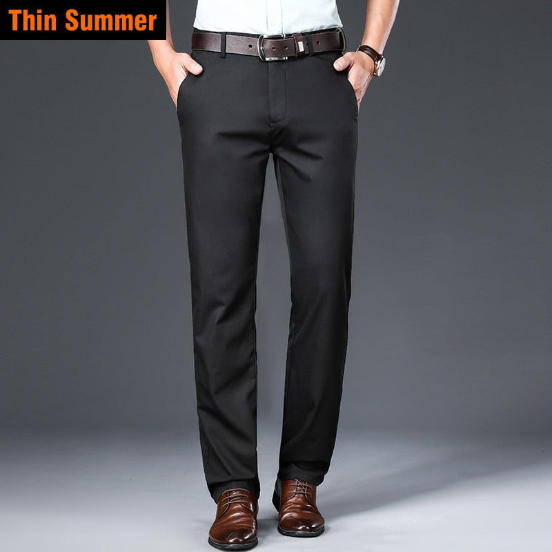 AOMshop - Pantalon en fibre de bambou pour homme 2022 Thin-Black