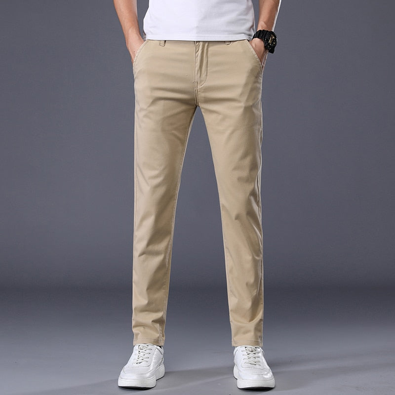 "Pantalons homme classiques en coton extensible - 7 couleurs - AOMshop" Khaki