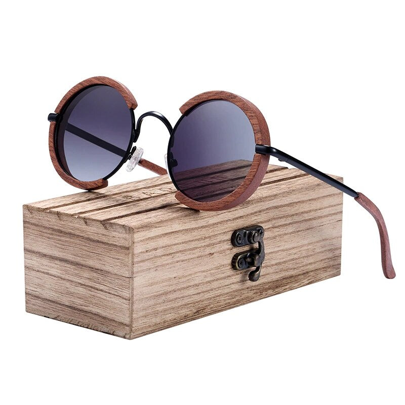 "BARCUR Polarized Sunglasses Wood - Lunettes de soleil rondes pour homme, Oculos de sol masculino - AOMshop" Gradient Gray BARCUR