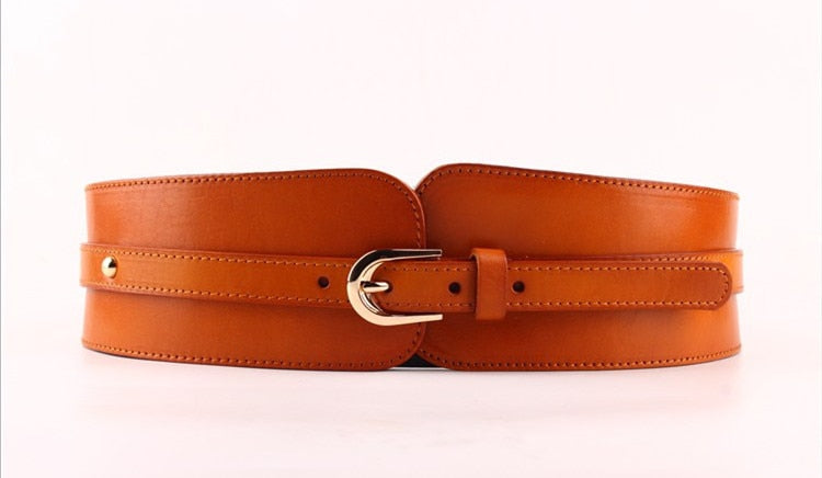 100% Cowskin Wide Belt For Women High Quality Ceinture Femme Elastic Waistband Female Vintage Genuine Leather Belt Buckles as photo 75cm