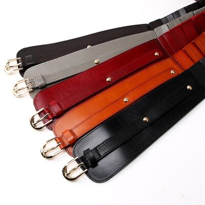 100% Cowskin Wide Belt For Women High Quality Ceinture Femme Elastic Waistband Female Vintage Genuine Leather Belt Buckles