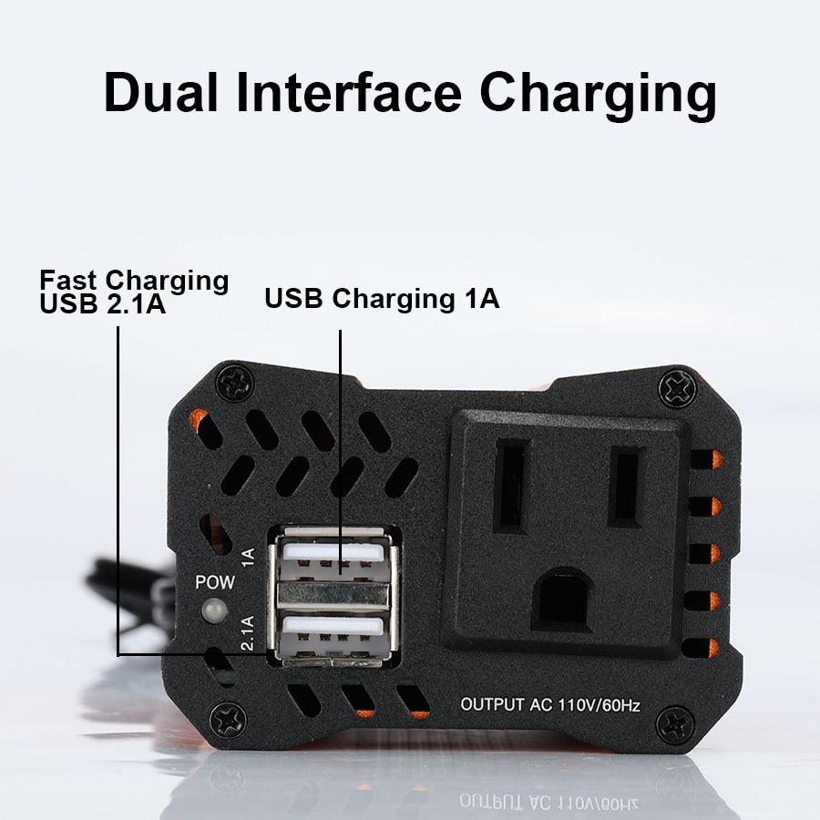 200W voiture onduleur 12V 220V et AC 110v convertisseur chargeur automatique convertisseur adaptateur onde sinusoïdale modifiée prise EU US JP