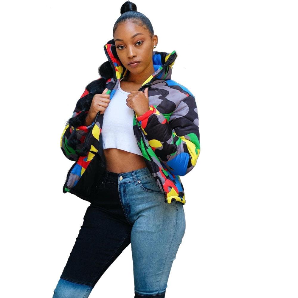 2019 camouflage imprimé hiver veste femmes Festival