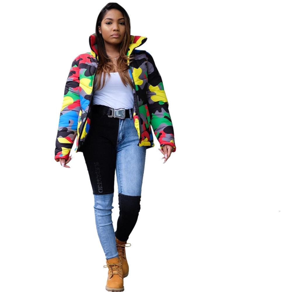 2019 camouflage imprimé hiver veste femmes Festival