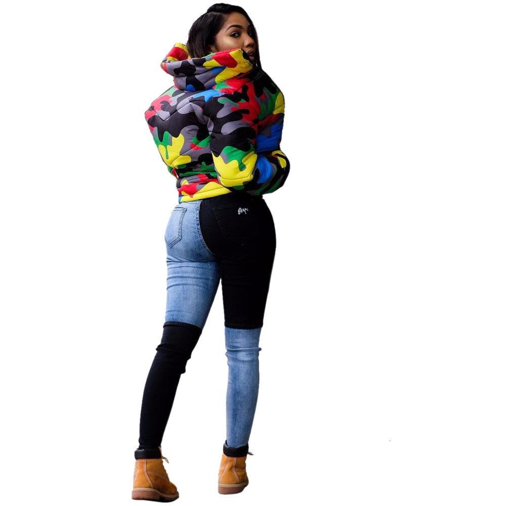 2019 camouflage imprimé hiver veste femmes Festival
