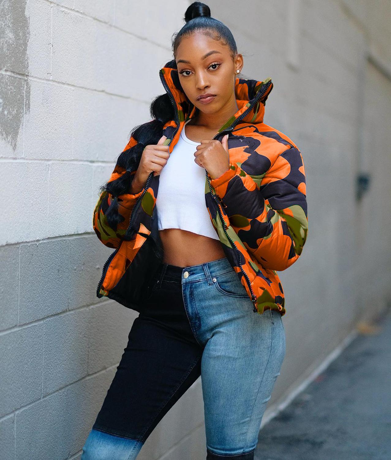 2019 camouflage imprimé hiver veste femmes Festival Orange