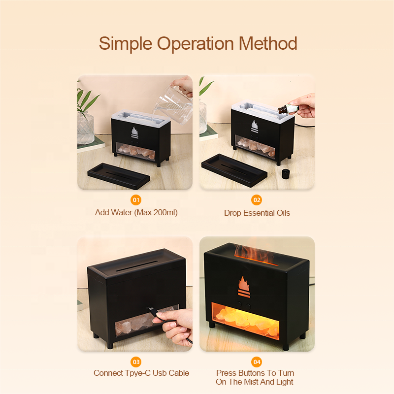 "Flame Humidificateur 3D avec Diffuseur d'Arôme - AOMshop