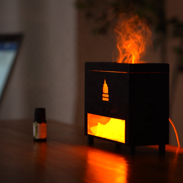 "Flame Humidificateur 3D avec Diffuseur d'Arôme - AOMshop