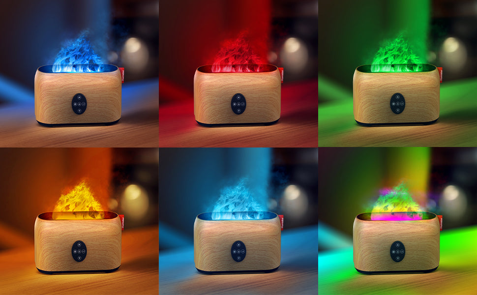 "AOMshop - Humidificateur à flamme 3D de 200ml avec diffuseur d'arômes et télécommande" RGB