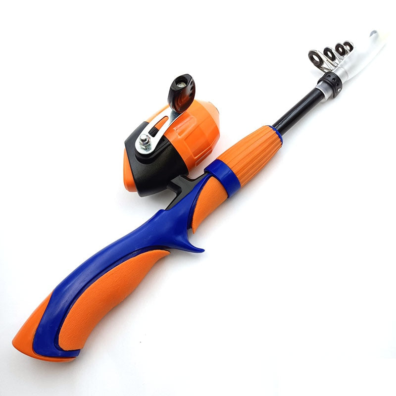 AOMshop - Canne à pêche en carbone 1.4m pour bateau, glace et mouche Orange Rod With Reel