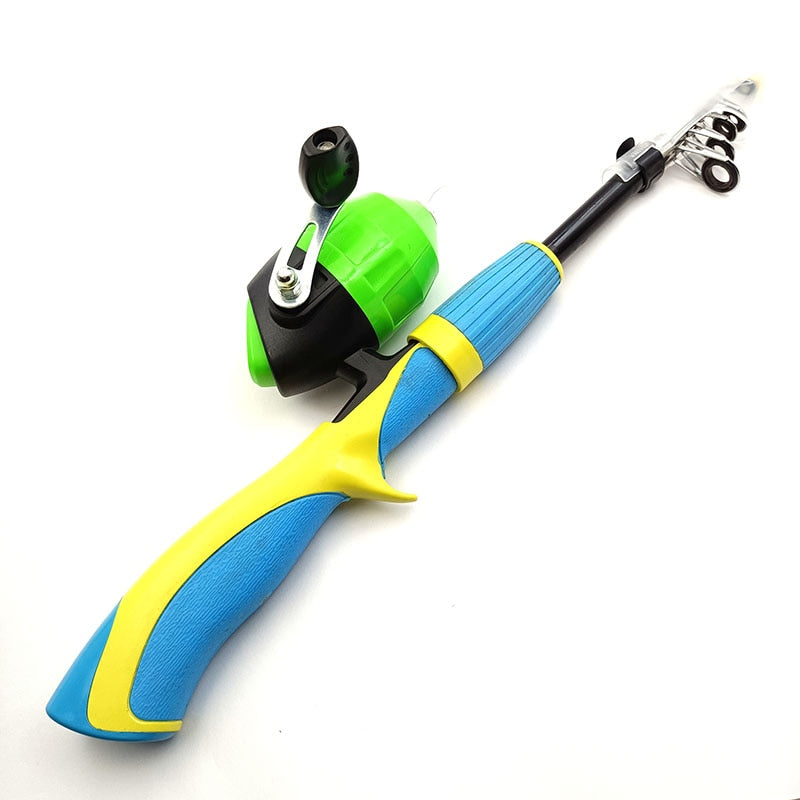 AOMshop - Canne à pêche en carbone 1.4m pour bateau, glace et mouche Green Rod With Reel