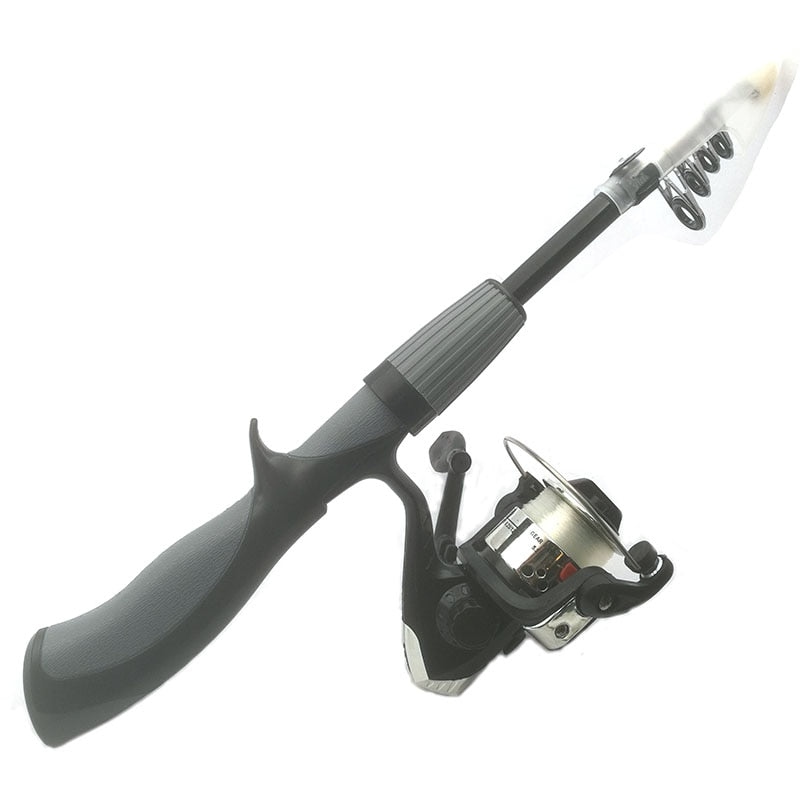 AOMshop - Canne à pêche en carbone 1.4m pour bateau, glace et mouche Black Rod With Reel