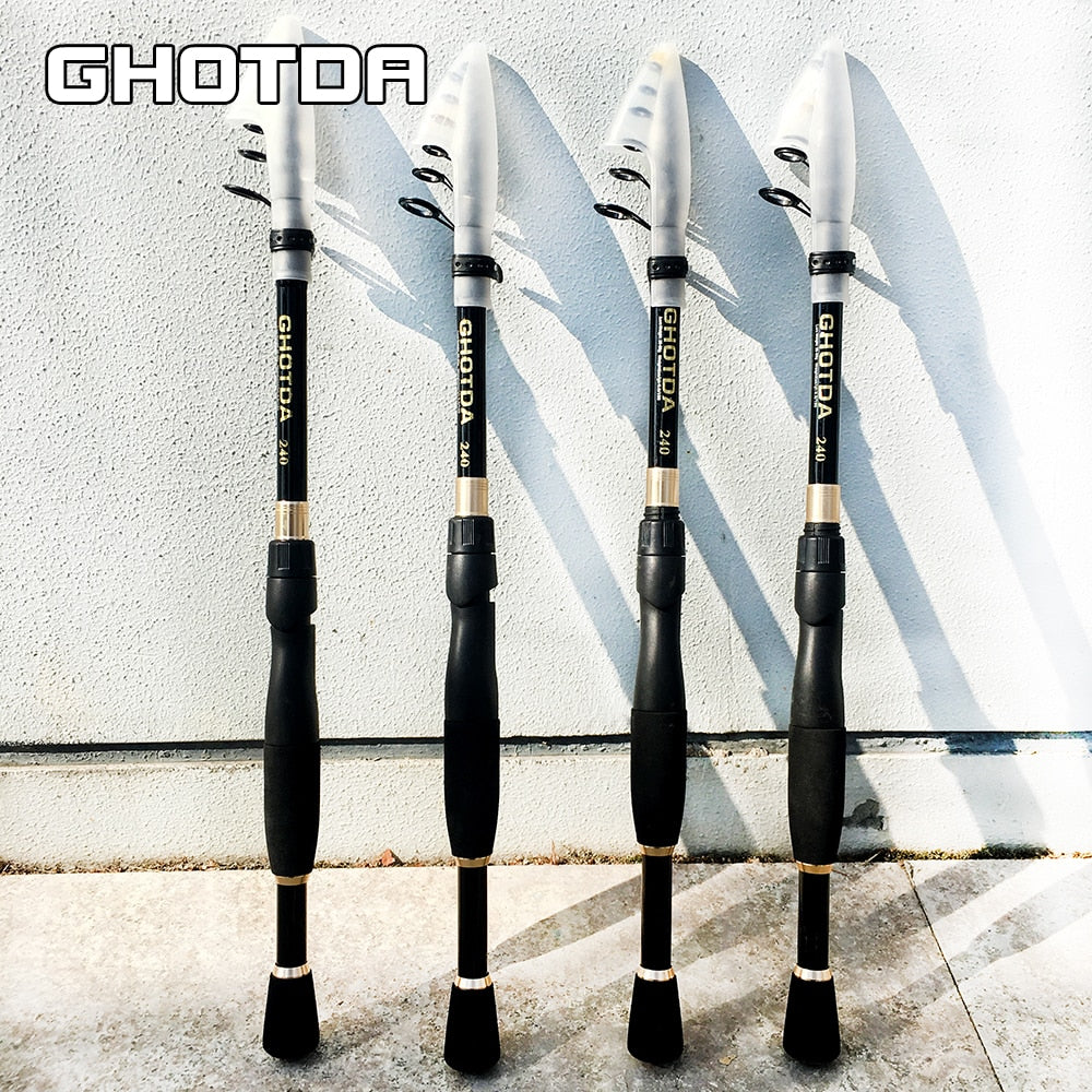 AOMshop - Canne à pêche télescopique GHOTDA en fibre de carbone ultra légère