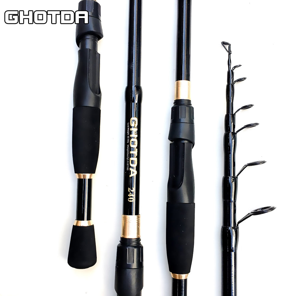 AOMshop - Canne à pêche télescopique GHOTDA en fibre de carbone ultra légère
