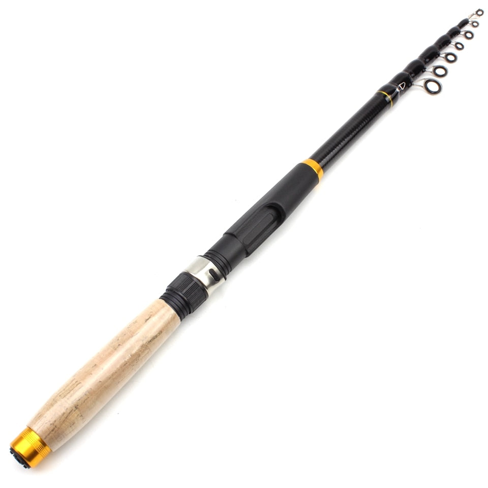 AOMshop - Cannes à pêche télescopiques en fibre de carbone pour la pêche au carp, avec poignée en liège