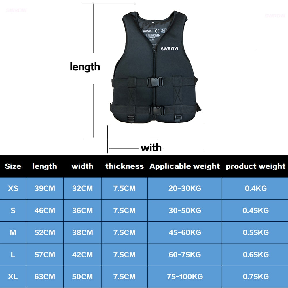 <AOMshop> Gilet de sauvetage en néoprène pour activités nautiques