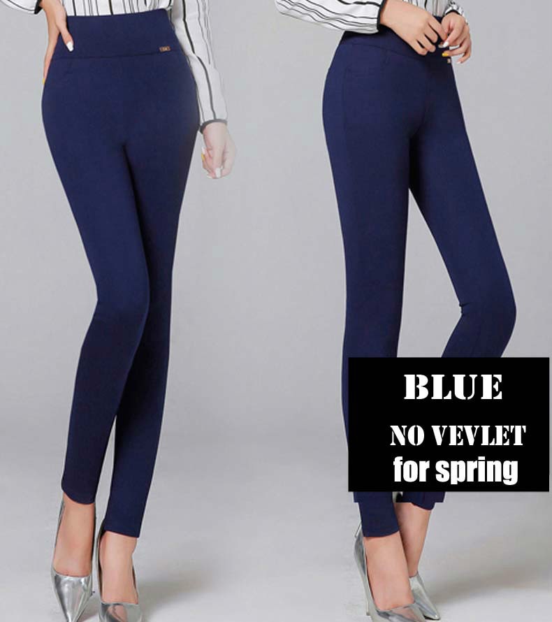 "AOMshop - Legging femme d'été en coton : push up, disponible en blanc, noir et rouge" blue-long