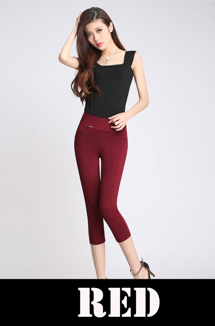"AOMshop - Legging femme d'été en coton : push up, disponible en blanc, noir et rouge" red-culf