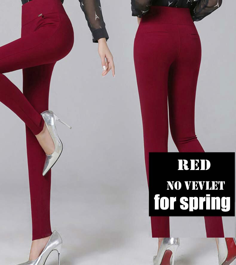 "AOMshop - Legging femme d'été en coton : push up, disponible en blanc, noir et rouge" red-long