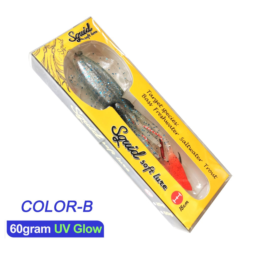 AOMshop - Leurre de pêche au calmar et à la seiche (1PC/60g) COLOR-B 15cm60g