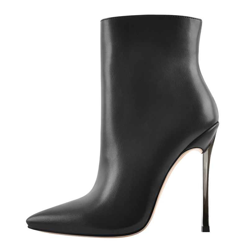 AOMshop : Onlymaker Ankel Boots - Talons hauts et bout pointu avec fermeture éclair latérale - Noir Rouge Hiver CD200602B