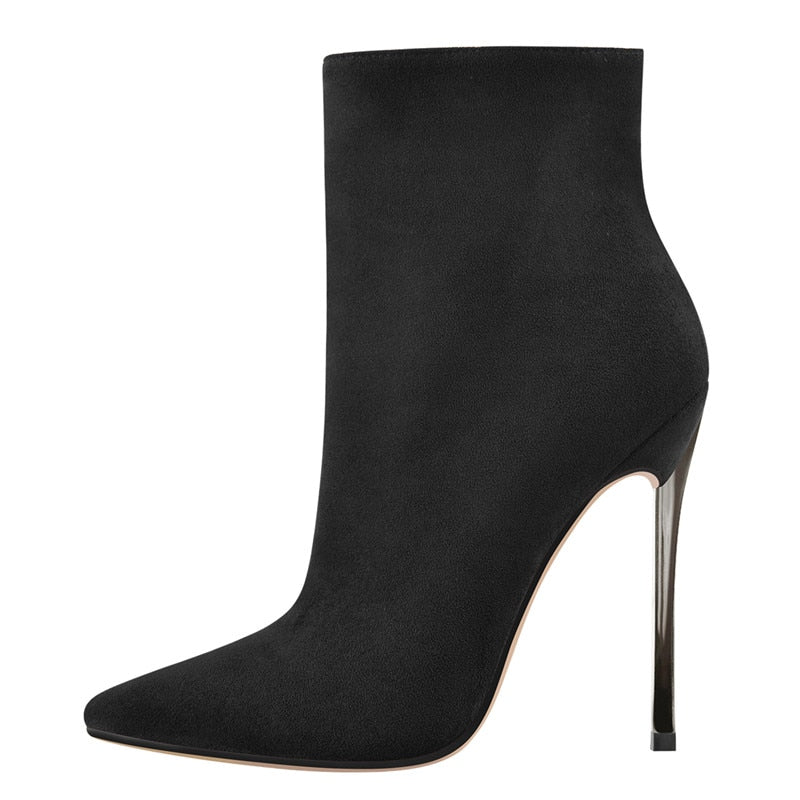 AOMshop : Onlymaker Ankel Boots - Talons hauts et bout pointu avec fermeture éclair latérale - Noir Rouge Hiver CD200602A
