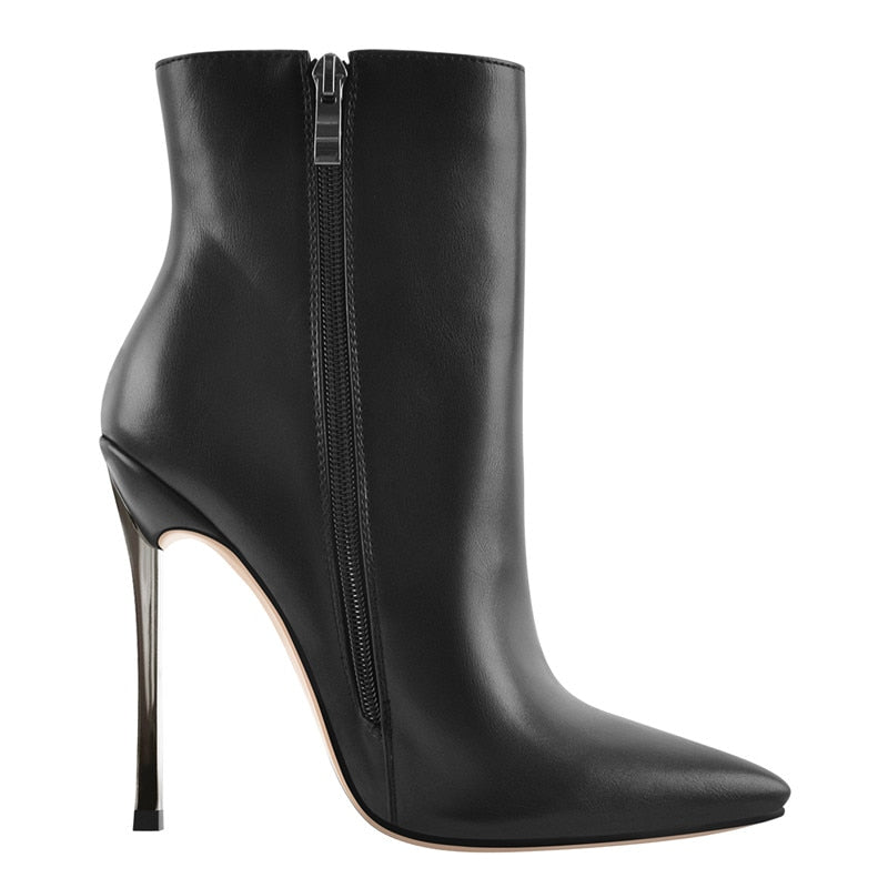 AOMshop : Onlymaker Ankel Boots - Talons hauts et bout pointu avec fermeture éclair latérale - Noir Rouge Hiver